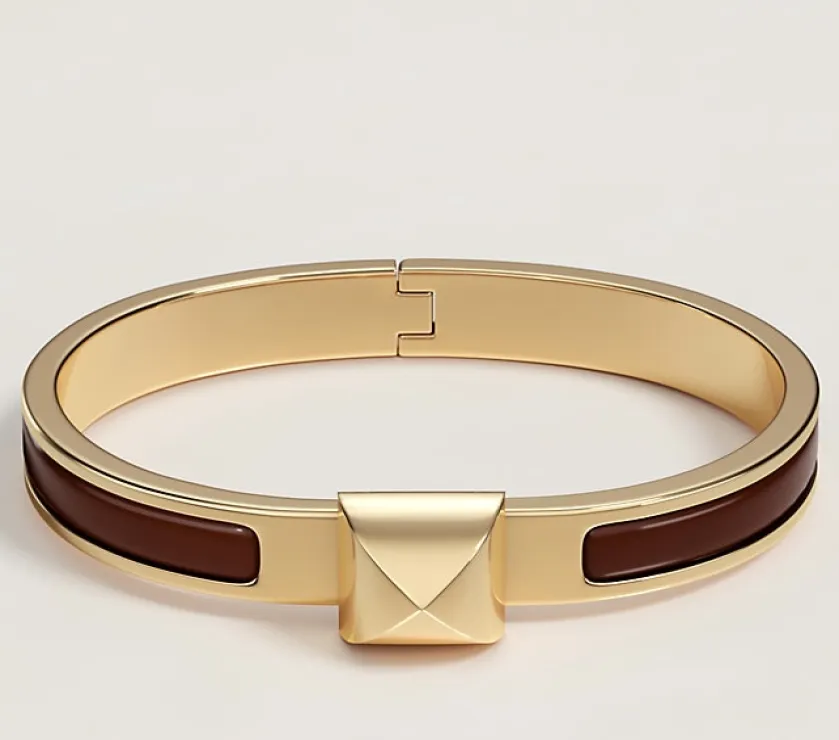 Hermes Mini Clic Medor Brown / PVD Gold Bracelet