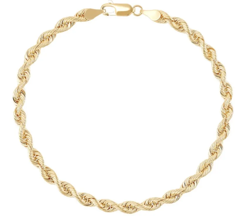 Solid Silk Rope Bracelet 14K Yellow Gold 4.3MM
