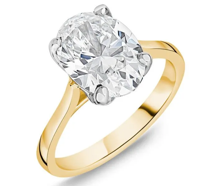 Born 18ct Yellow Gold 3.60ct Lab Grown Oval Solitaire Diamond Ring