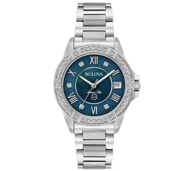 Bulova Marine Star Diamond Blue Dial 96R215 Quartz Watch 32MM