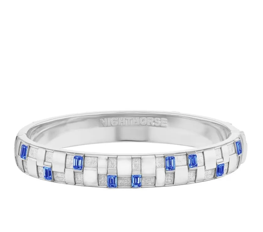 Night Horse Basketweave Sapphire Stones Bracelet Platinum