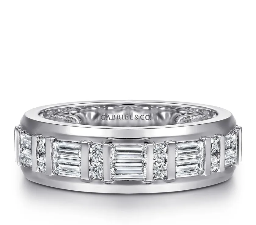 Gabriel 14K White Gold Diamond Men's Wedding Band