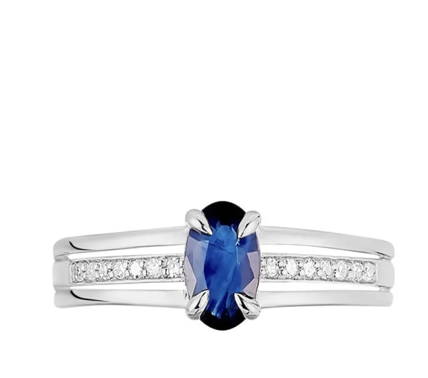 Bague Sylvestine Or Blanc Saphir Et Diamant 9ct  Détail produit Genre 