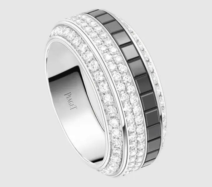 Piaget Possession 18ct White Gold Ceramic Diamond Large Band Ring