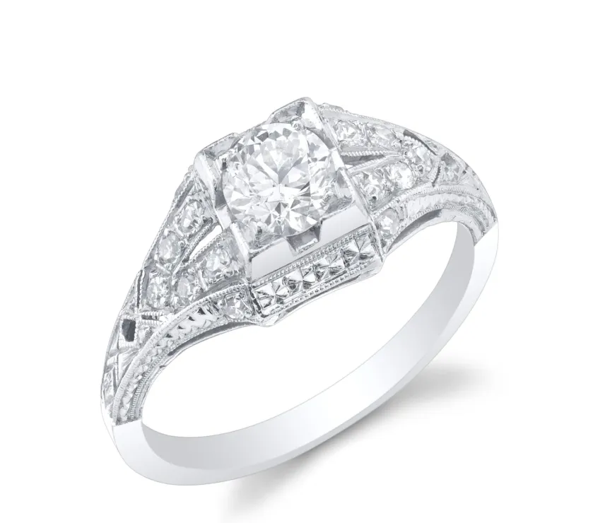 Art Deco Diamond 1/2Ct Platinum Ring