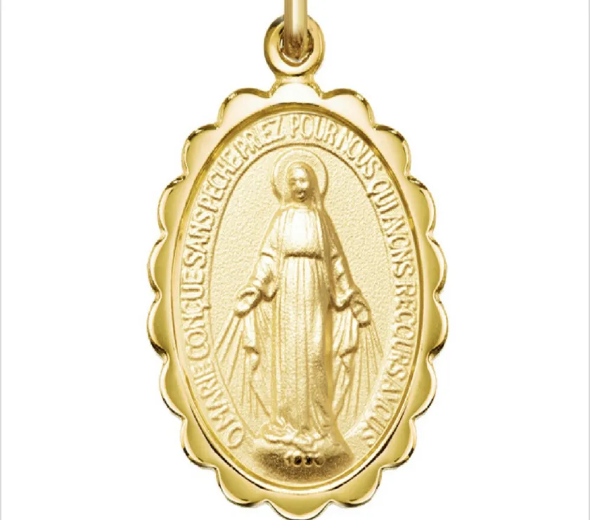 Médaille Vierge Miraculeuse dentelles Or jaune 18ct