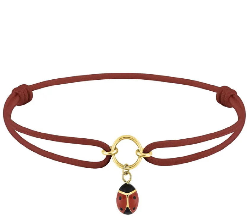 Bracelet cordon rouge & coccinelle Or jaune 9ct