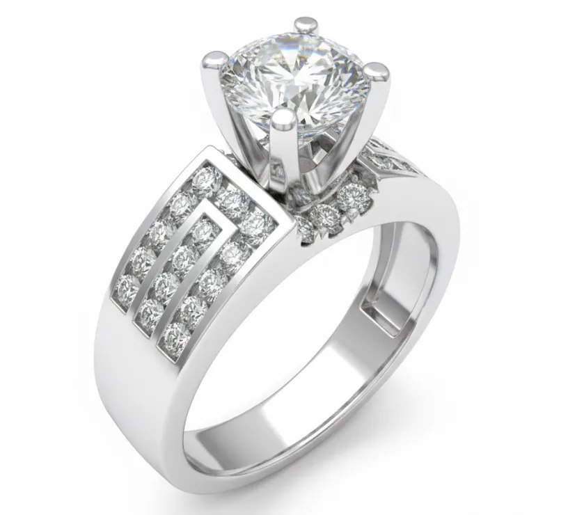 Large Side Channel Set Ring in 14K