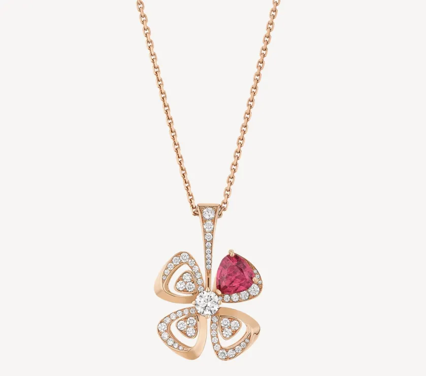 BVLGARI FIOREVER DIAMOND Rubis 359928 NECKLACE 18K ROSE