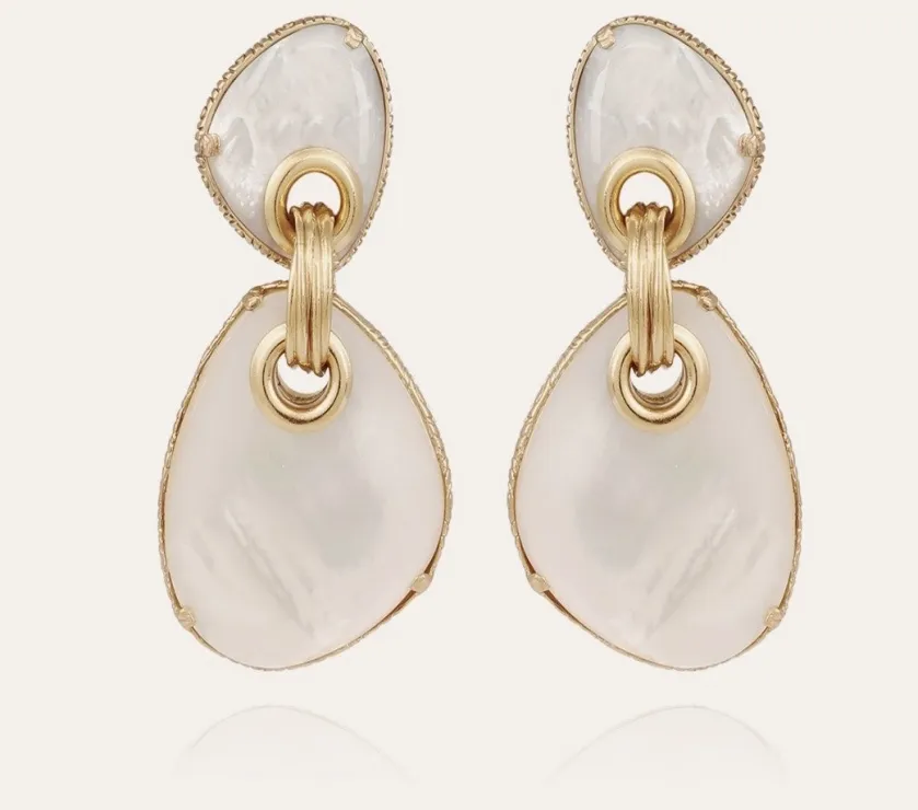  Gas Bijoux Silia Earrings White Mother of Pearl Large7CM