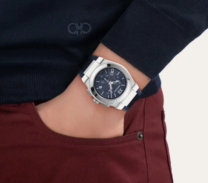 Ferragamo Vega Chrono Steel Quartz Men' Watch 42MM