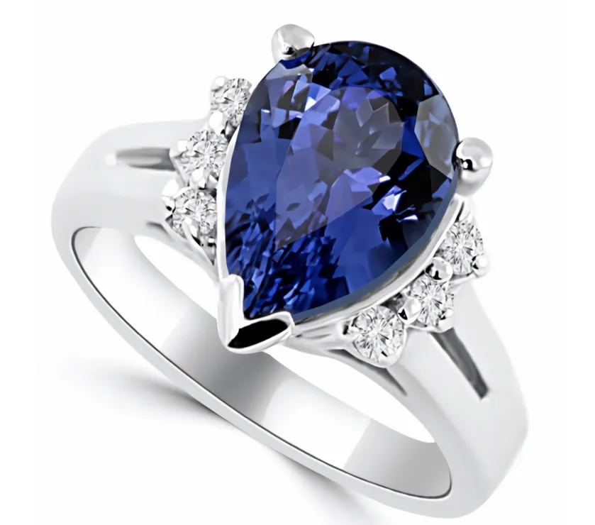 Pear-Shaped Tanzanite & Diamond Engagement Ring