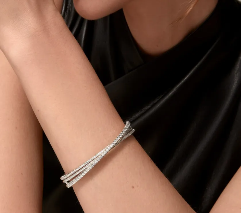 Etincelle de Cartier Diamond 18K Rose Gold Bangle Half Pave