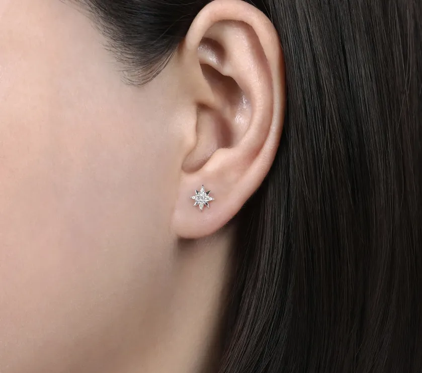Gabriel 14K White Gold Diamond Star Stud Earrings