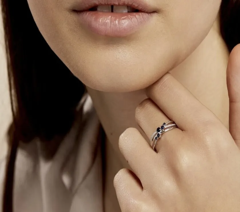 Bague Amarylis Or Blanc Saphir Diamant 9ct