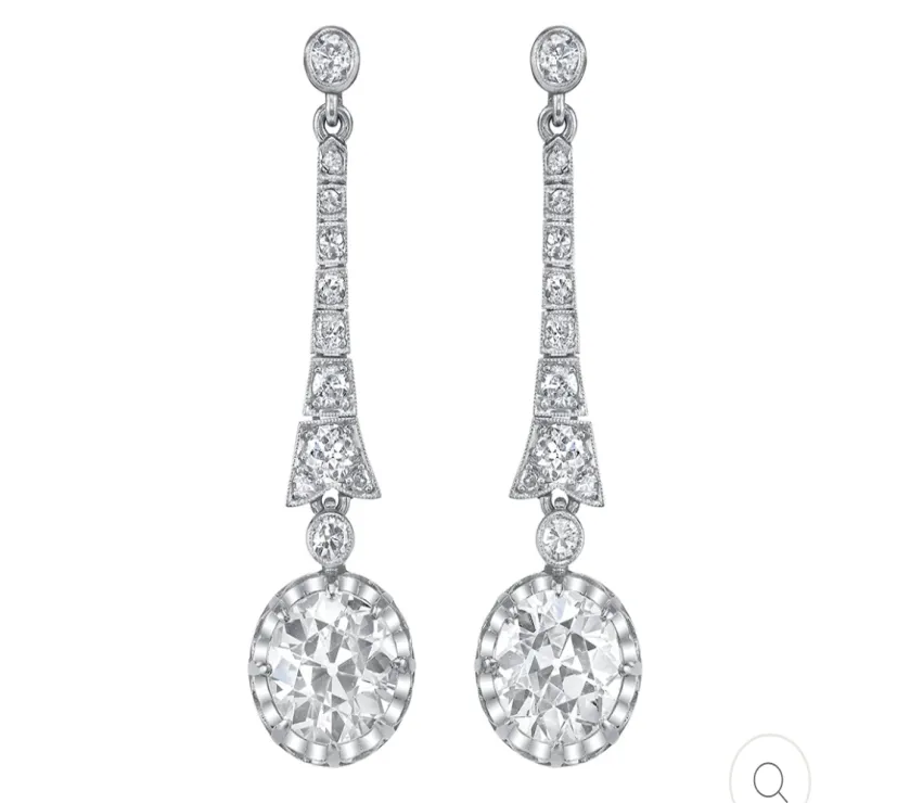 Art Deco Diamond Platinum Earrings