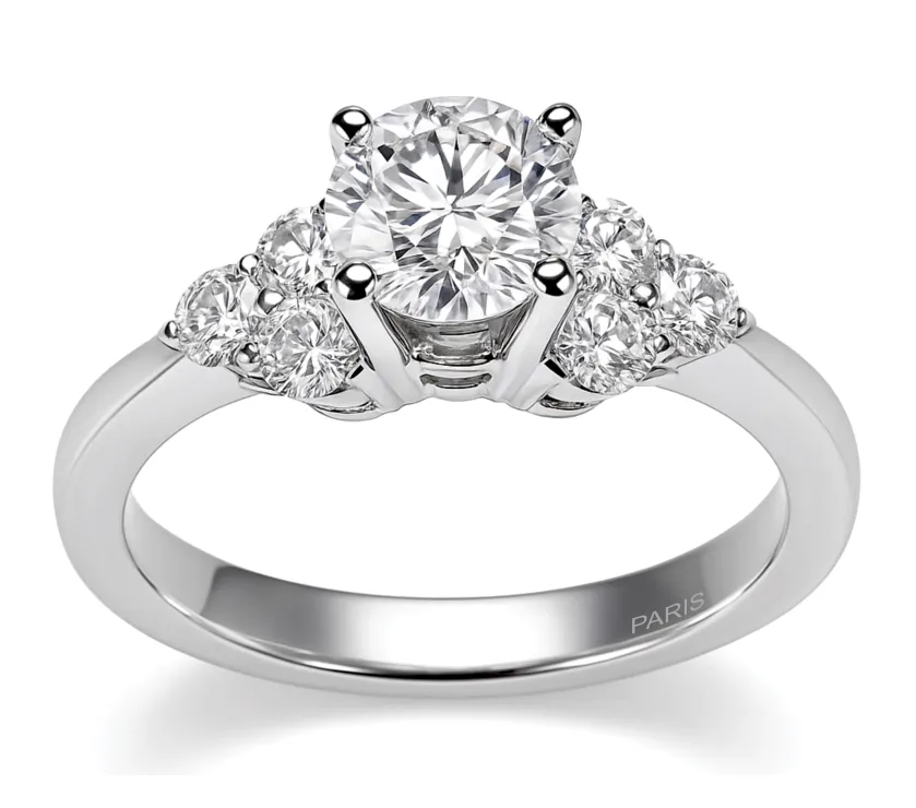 Trilogy Diamond Accents Engagement Ring in 18k