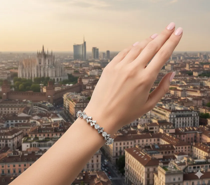 BMW Icon Round Alternating Baguette Art Bracelet 14K