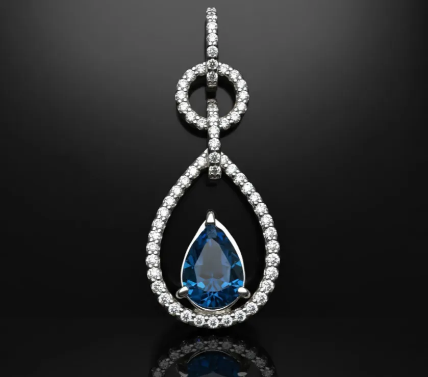 Paris Art Multi Halo Pearl Shaped Diamond Pave Pendant 1012