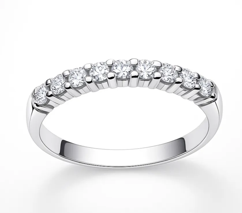 Parissart Natural Diamond Classic 7 Stone Basket Setting Wedding Band