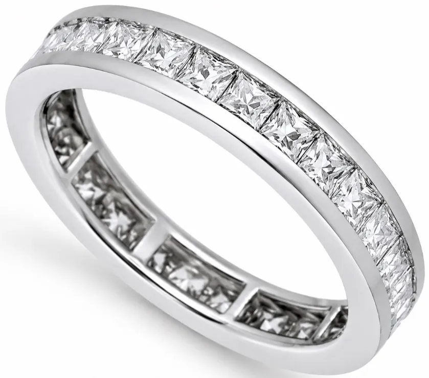 Paris Art Princess Cut Diamond Eternity Band in 18K Gold